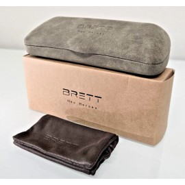 BRETT Eyeglasses Case - Beautiful Green Suede Case for Eyeglasses w/ Cloth Pouch