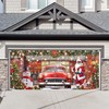 1PC 16x7ft Christmas Red Truck Garage Door Banner Decorations