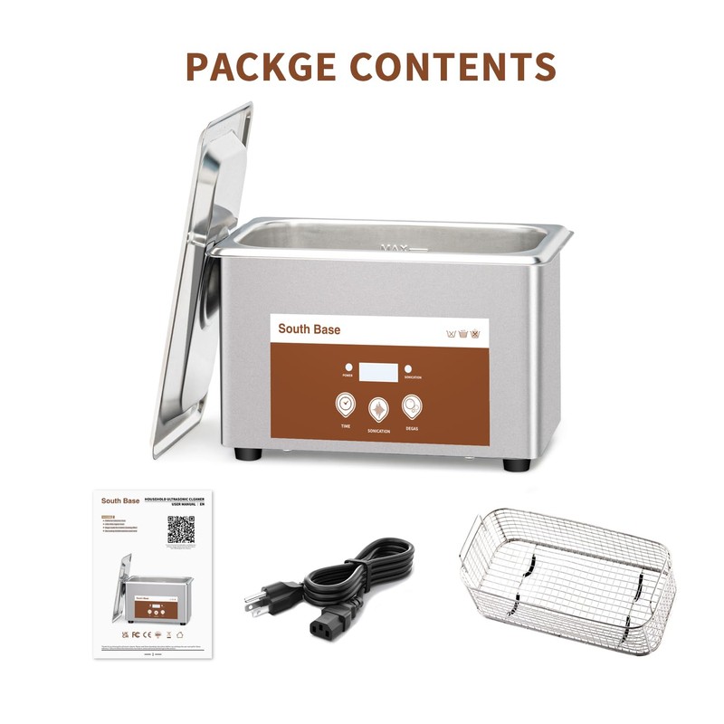 SOUTH BASE Ultrasonic Cleaner,900ML 35W Stainless Steel Ultrasonic Jewelry Cleaner