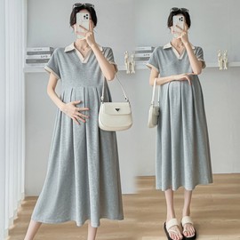A63 Maternity Summer Loose Short-Sleeve Dress XL / Black 3ea