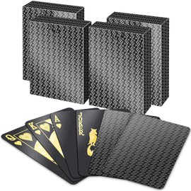 BIERDORF Waterproof Playing Cards - Durable Cool Plastic Deck of Cards - Standard Index Professional Poker Cards - Vintage Casino Card Themed Games for Family or Adults - 4 Pack of Black Diamond Style