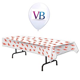 ValueBalloon Crawfish Plastic Table Cover 54” X 108” Seafood Birthday Party Decorations Supplies