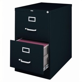 Hirsh Industries 14413 - Archivador vertical de 25 pulgadas de profundidad, tamaño legal, 2 cajones, color negro                                      