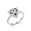 Santuzza Sterling Silver Panther Ring Green Spinel Cubic Zirconia Leopard
