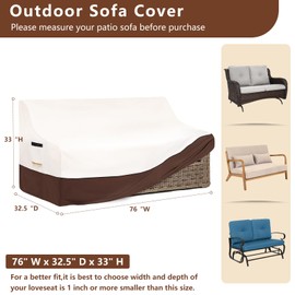 Outdoor Couch Covers,Heavy-Duty Waterproof Outdoor Sofa Cover,All-Weather Patio Furniture Cover for Loveseats & Benches (Beige,Fits 76" W x 32.5" D x 33" H)