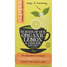 Clipper Organic Lemon & Ginger Tea Bags | 150 Teabag Sachets (6x Boxes of 25) | Bulk Buy, Home & Catering | Caffeine-Free Herbal Tea Bags | Eco-Conscious, Natural, Unbleached & Biodegradable