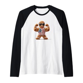 Beach Bodybuilding Cookie Man Costume for Man and Woman Raglan Baseball Tee