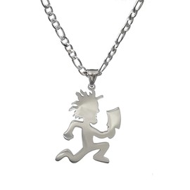 Jugallo Hatchetman Necklace Stainless Steel Hatchetman Pendant Charm High Polished Choose Chain Insane Clown icp necklace hatchetman juggalo jewelry for Women and Men,clown pose merch