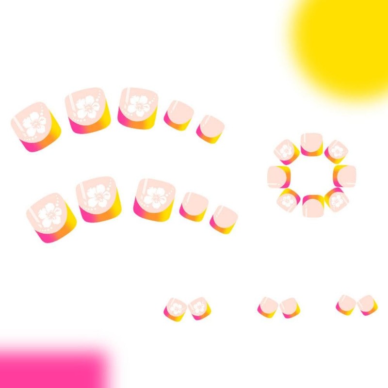 French Tips Press on Toenails Short Square False Toenails with