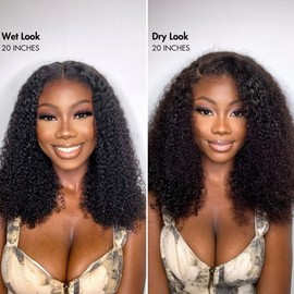 Romface Afro Kinky Curly Wig 13x6 HD Lace Front Wigs Human Hair 4b/4c Kinky Curly Human Hair Lace Front Wigs for Black Women 200 Density Pre Plucked with Baby Hair Natural Color 16inch