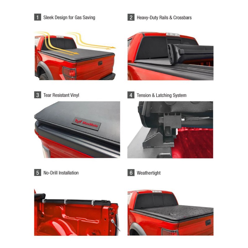 MaxMate Soft Roll-up Tonneau Cover for 2019-2023 Ford Ranger 6'