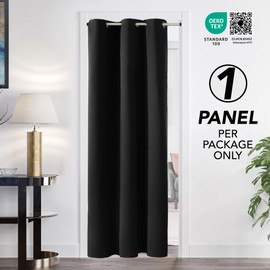 Deconovo 100% Blackout Curtains Solid Room Darkening Thermal Insulated Grommet Window Black Curtain Living Room, 42x63 Inch,1 Panel
