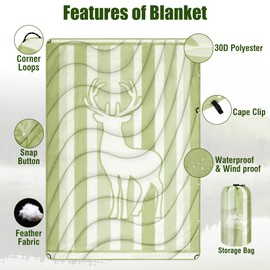 OUTSKIRT Down Camping Blanket, Outdoor Puffer Camping Blankets for Cold Weather, Lightweight, Wearable & Packable Camping Quilt, Ideal for Traveling, Hiking, Festival & Outdoor Adventures, Deer