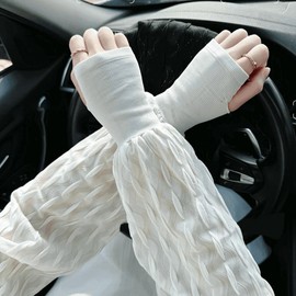 Women's Golf Arm Sleeves Summer New UV Protection Ice Sleeves - Luokou Loose Oversized Size/[Bubble Sleeve] Black 15ea