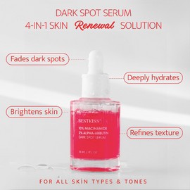 Bestkiss 10% Niacinamide + 2% Alpha-Arbutin Dark Spot Serum with Ceramides, Hyaluronic Acid & Centella Asiatica - Vegan Fragrance Free Cruelty Free 1 FL OZ/30mL