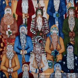 Unbranded BonEful Fabric FQ Cotton Quilt Country Santa Xmas Star VTG Colonial Costume RARE