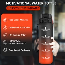 Trinkflasche 1L, Trinkflasche Sport mit Filter, Sporttrinkflasche, Auslaufsicher, Leicht zu Reinigen, Wasserflasche mit Zeitmarkierung, Trinkflasche für Schule, Camping, Outdoor, Wandern, Running