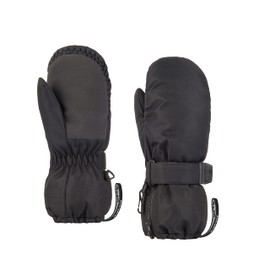 HIGHCAMP Winter Snow Ski Mitten Gloves Waterproof with Zipper on Long Cuff for Kids Toddlers Boy Girl-Black,XS (1-3 Y)