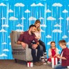 Bluey Birthday Decorations Sky Blue Clouds Foil Curtain Backdrop Party