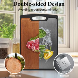 Titanium Cutting Boards Double Sided for kitchen, Ebony Wood Chopping Board Food Grade,Dishwasher Safe Easy to Clean Large Size 15"×10"