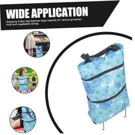 Ciieeo Folding Wheeled Shopping Bag Tote Bags Go Cart Foldable Shopping Cart with Wheels Bags with Wheels Rolling Shopping Bag Grocery Bag with Wheels Wheeled Tote Plastic Handle Trolley