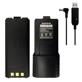WINDINGTOK BL-5 UV-5R BL-5 UV-5R Two Way Radio Li-ion Battery 3800mAh Enlarge 7.4V Compatible with F8HP UV-5X3 RD-5R UV-5RTP UV-5R Plus Walkie Talkies with 2.5mm Direct Charging Cable
