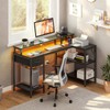 DUMOS Gaming Desk, Monitor Stand, LED Lights, Storage Shelves