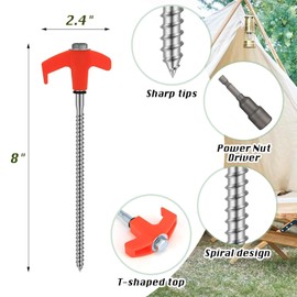 Pack of 12 Tent Pegs with Thread and Rope Holder, Pegs for Camping, Tent Pegs, Strong, Tent Accessories, Tent Hooks for Hard Floor, Forest, Grass