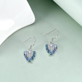 YFN Angel Wings Earrings 925 Sterling Silver Guardian Angel Dangle Drop Earrings Abalone Shell Angel Wings Jewelry for Women Gifts