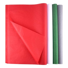 TUPARKA 100 Sheets Christmas Tissue Paper Gift Wrapping Paper Red Green Grey and White Tissue Paper for Xmas Gift Wrapping, Crafts(14 x 20 Inch)