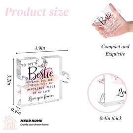 Bestie Gifts for Women Friendship 3.9×3.2×0.4 Inch Acrylic Puzzle Desk Decor - Unique BFF Keepsake Gift for Birthday, Christmas, Anniversary - Bestie Present Idea