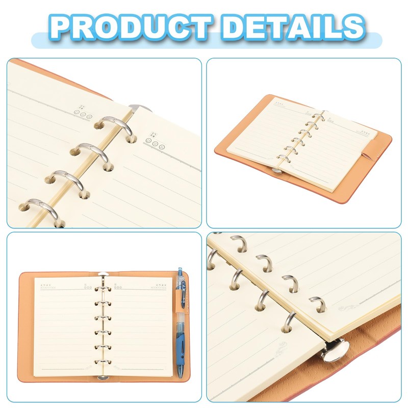 PATIKIL 6 Ring Binder Cover, 2 Pack A7 Leather Notebook