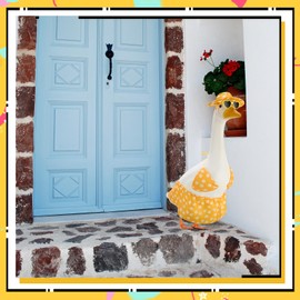 EKOREST Hawaiian Porch Goose Outfits for 23 Inch Lawn Statue, Yellow Bikini Costume for Plastic/Cement Statue, Seasonal Sculpture Clothes for Yard Patio Party House Warming Decoration