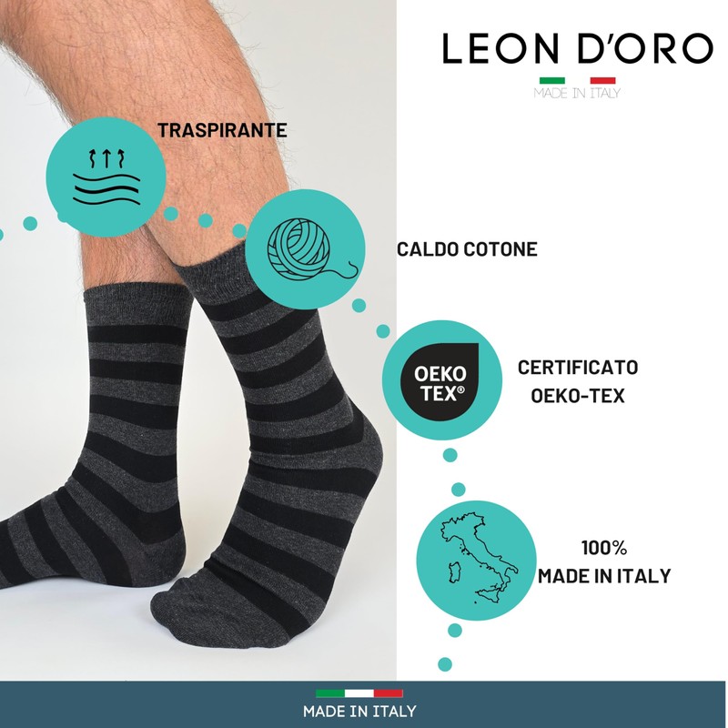 LEON D'ORO Men's Warm Cotton Short Socks 6 Pairs Men's