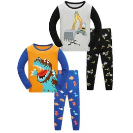 ZEBZOO Pijama de Dinosaurio para niños, 2 Piezas, Pijama para niños, 100% algodón, Ropa de 2 a 12 años, Basketball Dinosaur, 5