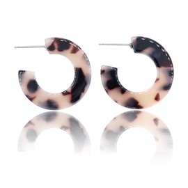 Light Tortoise Shell Hypoallergenic Chunky Hoop Earrings | Allergen Safe Earrings, Bold Bright Statement Hoop, Lightweight, Acetate, Acrylic, Resin, Gift for Her