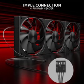upHere Gaming U3K3 All-in-One PC Fan - Low Noise 3x120mm Case Fan, High Performance Cooling, 1650 RPM Hydraulic Bearing, Quiet 25dB(A) for PC Case CPU Cooling - Black
