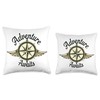 Adventure Awaits Compass Explore More Nature Hiking Camping Throw Pillow