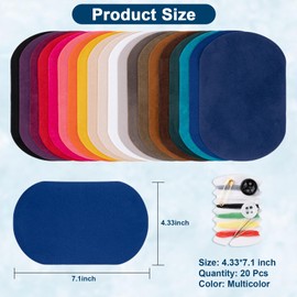 Amrules Iron On Patches, 20 Pieces Big Oval Fabric Repair Kit in Deer Velvet Colors - Includes 20 Shades for Jeans, Shirts, Dress and Clothing