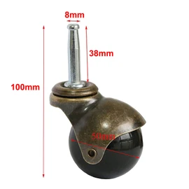 Ball Caster Wheels, Vintage Furniture Replacement Castors for Chair, Leaf Table, Tea Trolley - 30kg Load Capacity Each for Ottomans, Wheelchair, Coffee Table - Swivel Casters (4 Pcs)