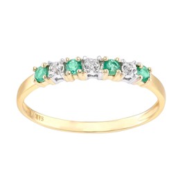 Old English Jewellers 9ct Yellow Gold Emerald & Diamond Eternity Ring - size J to S (O)