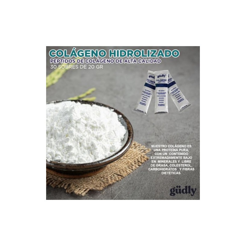 Colágeno Hidrolizado Gudly Caja De 30 Sobres De 10 Gr