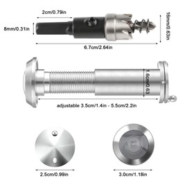 180-degree Peep Holes for Door with Drill Bit 14mm/0.55 Inch, Door Viewer Peephole, Door Peephole with Privacy, Peephole for Front Door Thick from 1-3/8" to 2-3/8", Brushed Nickel Finish (2, Silver)