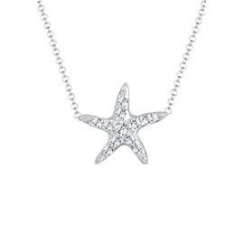 Elli Women's Necklace Starfish Maritime Sea with Crystals in 925 Sterling Silver, Sterling Silver, Crystal