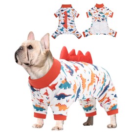 CuteBone Dinosaur Costume Dog Pajamas, Stretchy Spandex Crystal Velvet Sleepwear Coat for Small Dogs, Soft & Warm Pet Outfit Clothes for Cold Weather, Cozy Pullover Design COSP02S