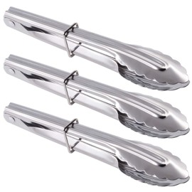 HINMAY Mini Stainless Steel Serving Tongs Small Tongs for Serving Food Cooking Salad Grilling (7-Inch 3 Pieces)