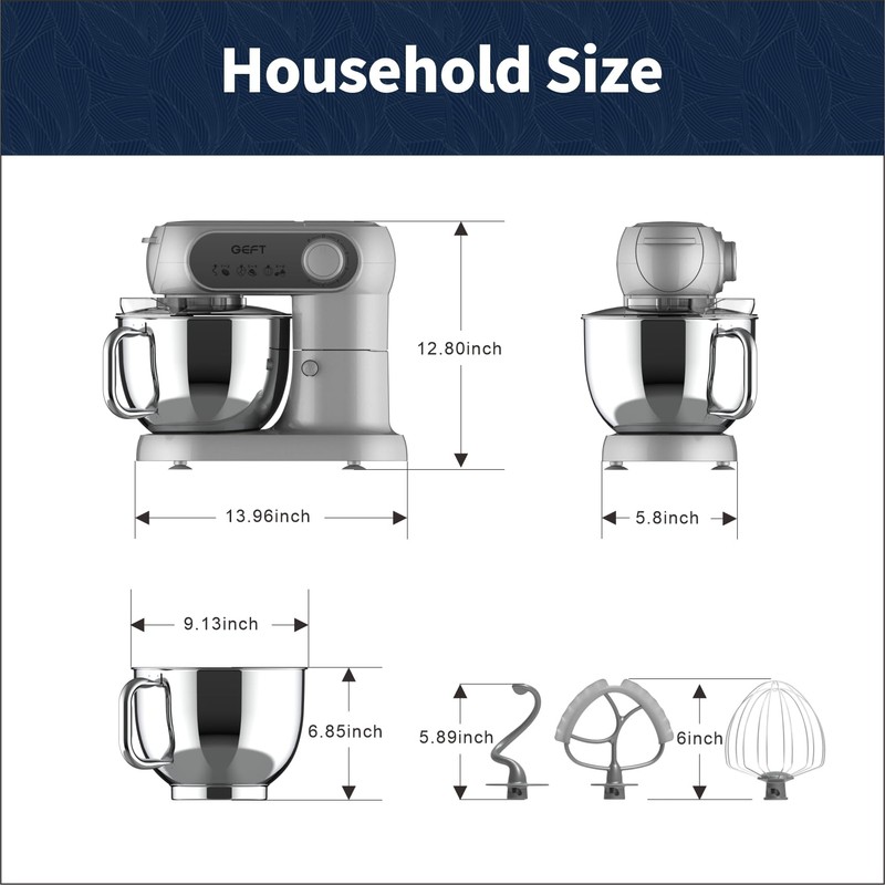 Stand Mixer, 6 QT 600W Tilt-Head Dough Mixer, 6+P speed