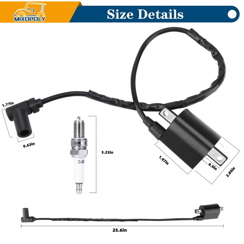 MIXOPOLY Ignition Coil Assembly with Spark Plug for Yamaha Gas