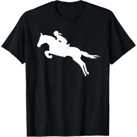 Cute English Vintage Riding Hunter Jumper Solid Blank Girl's Horse Tee Gift T-Shirt SmallColor: Multicolor, Size: Xl
