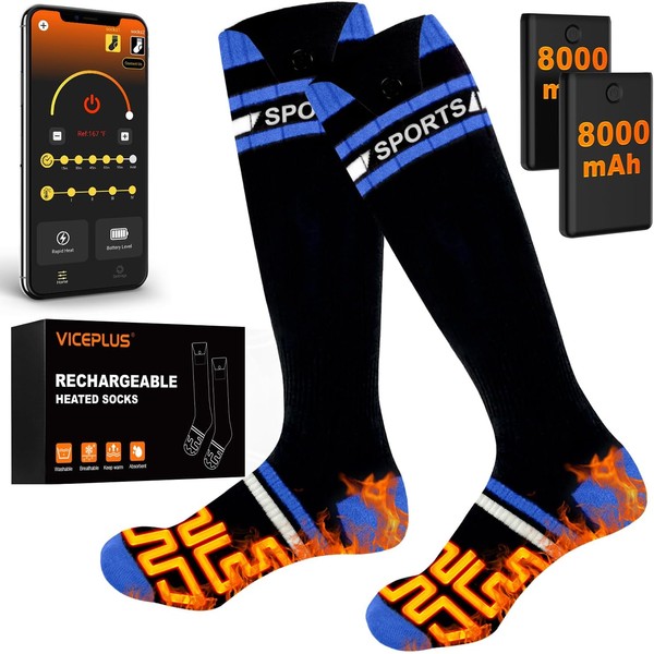 8000mAh Heated Socks for Men Women with App Control, Large-Capacity